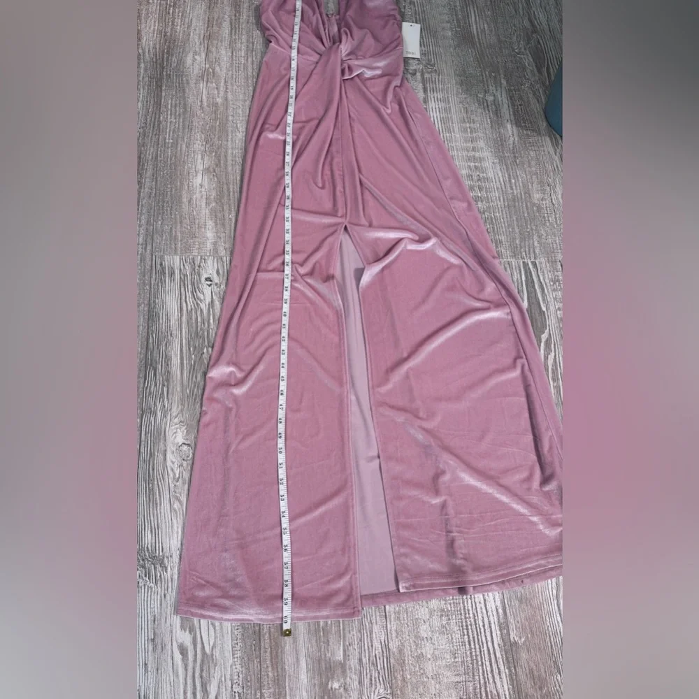 TOBI rose velvet twist front deep plunge maxi dress S NWT - Picture 7 of 12